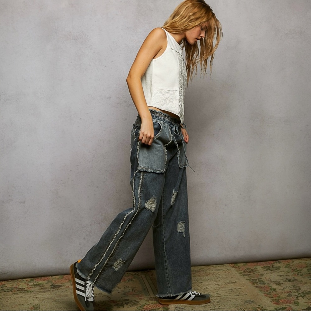 NWT POL Distressed Wide-Leg Denim Jeans - Picture 6 of 8